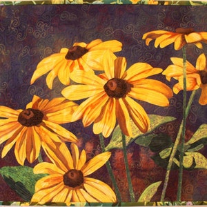 Black Eyed Susans Art Quilt Pattern by Lenore Crawford