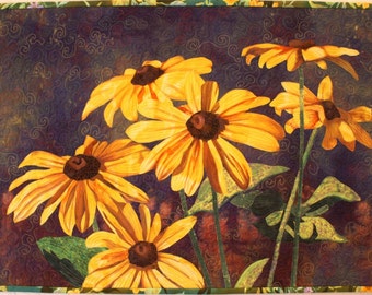 Black Eyed Susans Art Quilt Pattern by Lenore Crawford