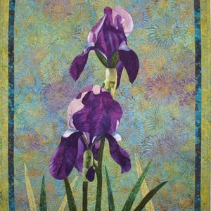 Irises Art Quilt Pattern by Lenore Crawford