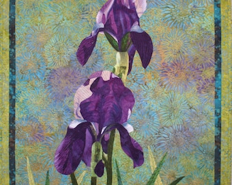 Irises Art Quilt Pattern by Lenore Crawford