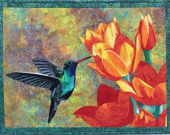 Hummingbird Art Quilt Pattern DOWNLOAD by Lenore Crawford