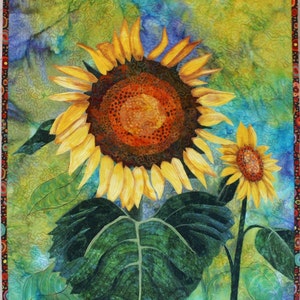 Sunflowers Art Quilt Pattern by Lenore Crawford