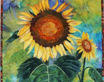 Sunflowers Art Quilt Pattern by Lenore Crawford