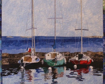 Sailboats Art Quilt Pattern by Lenore Crawford