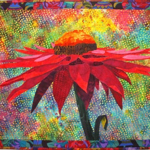 Cone Flower Art Quilt Pattern by Lenore Crawford