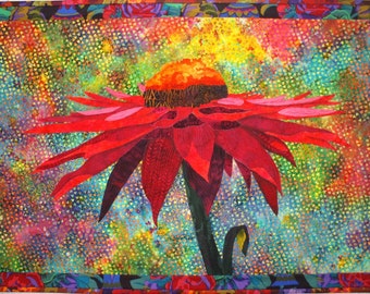 Cone Flower Art Quilt Pattern by Lenore Crawford