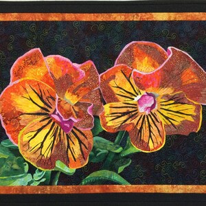 Orange Pansies Art Quilt Pattern by Lenore Crawford