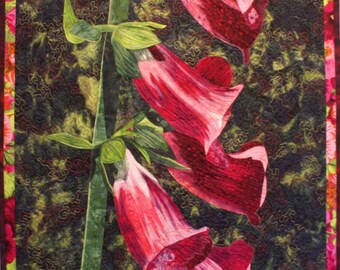 Foxgloves Art Quilt Pattern by Lenore Crawford