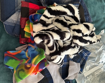 Fleece, faux fur, quilted, double layer Scraps by the Pound - Variety colors, fabrics, and sizes