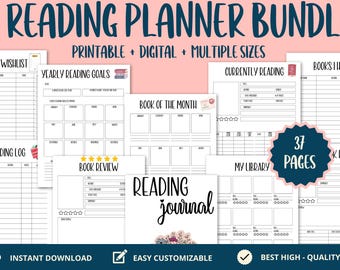 Minimalist Reading Journal Printable: Book Review Log, Reading Challenge 2025 (PDF Download)