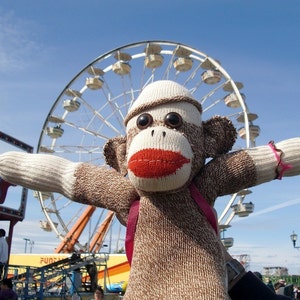 Ernie the Sock Monkey and Ferris Wheel Notecard
