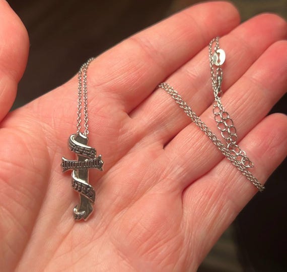 Cross Necklace Gothic Style Solid 925 Sterling Si… - image 6