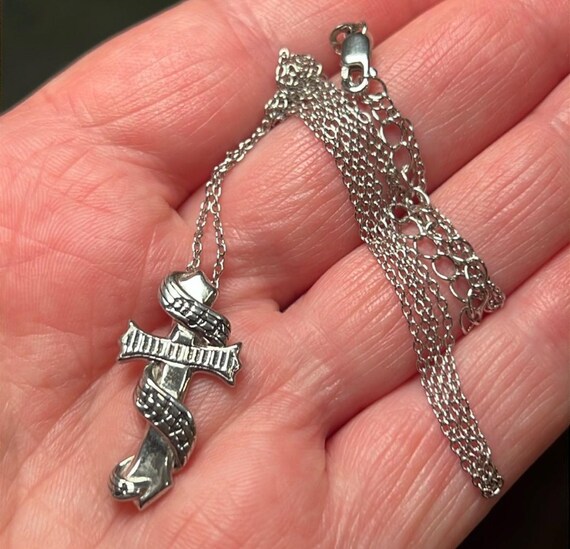 Cross Necklace Gothic Style Solid 925 Sterling Si… - image 3
