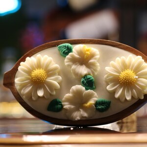 Candles on wooden tray