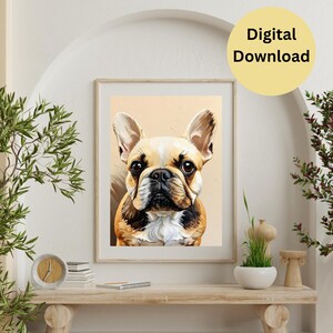 Stampa murale con cane, stampa di bulldog francese, dipinto a olio su tela, decorazione murale con ritratto di animale domestico, stampa digitale di cane, stampa murale con bulldog francese, stampe di bulldog francese