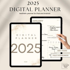2025 Digital Planner, Daily Planner, GoodNotes Planner, Weekly Planner, Monthly Planner, 2025 Planner, Beige, 2025, Instant Download