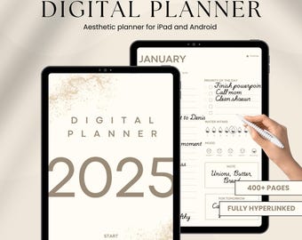 2025 Digital Planner, Aesthetic Undated, GoodNotes Notability Compatible (Instant Download)