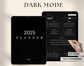 Planificador digital en modo oscuro 2025-2026: plantilla con hipervínculos para iPad (descarga digital)