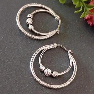 Pendientes de plata S925, forma redonda, diseño moderno y elegante