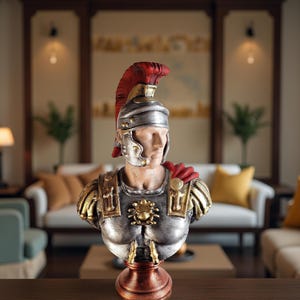 Roman Legionary Bust – Ancient Rome Warrior Statue – Historical Home Decor Gift