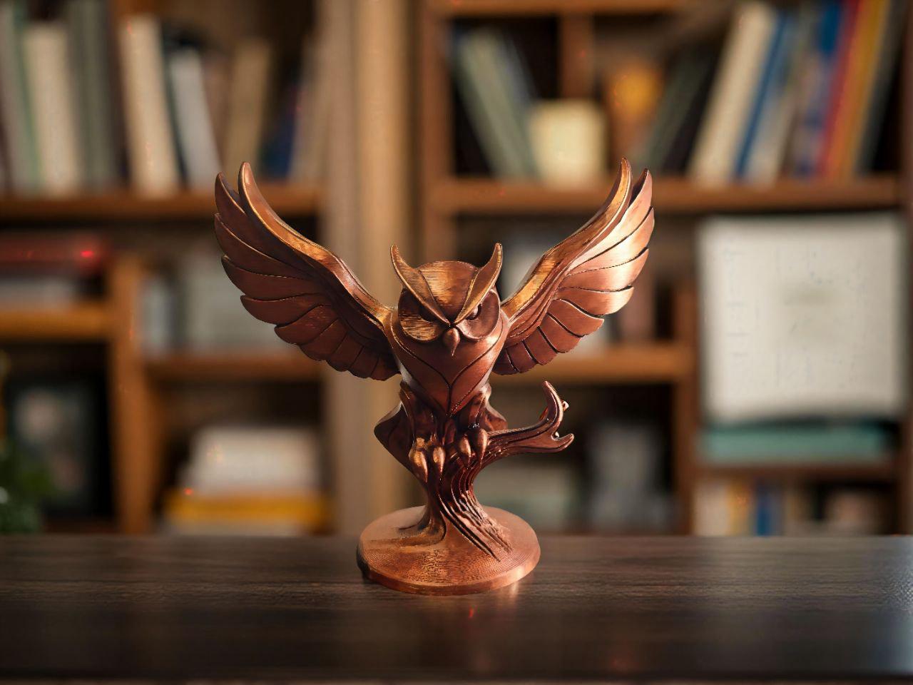 Owl Statue – Bronze Style Wisdom Bird Figurine, Fantasy Home Decor & Unique Gift (15 cm &n