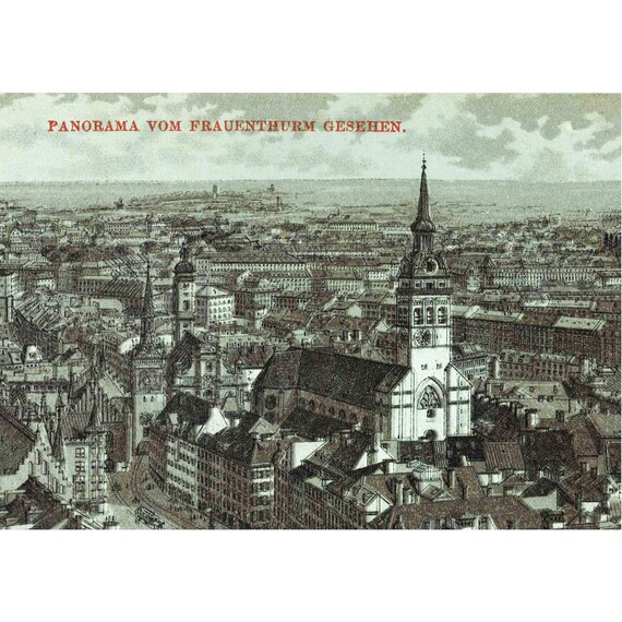 Retro postcard / Munich / Panorama from the Frauenturm / around 1898