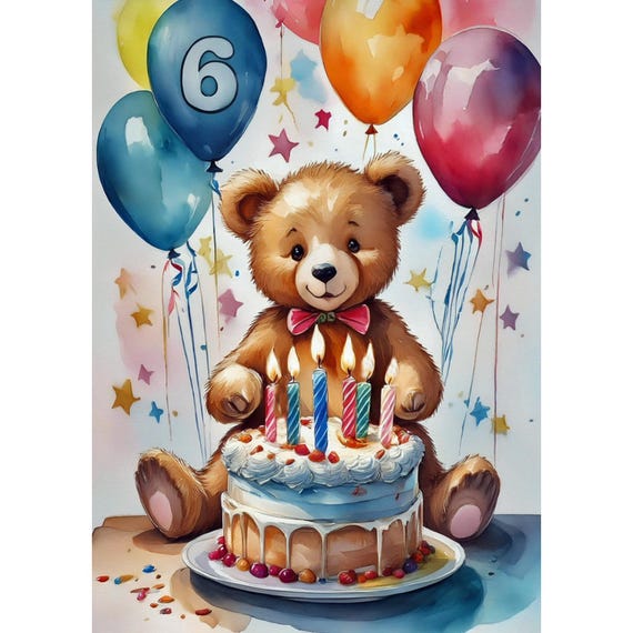 Postcard. Birthday card for the 6th birthday