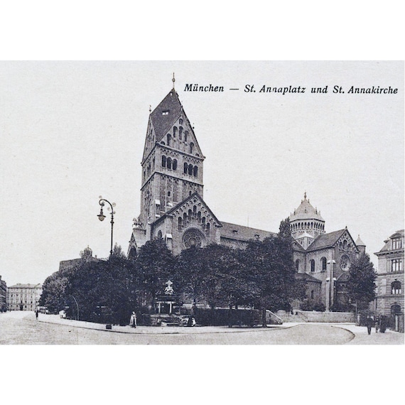 Retro postcard / Munich / St. Anna Church / St. Anna Square