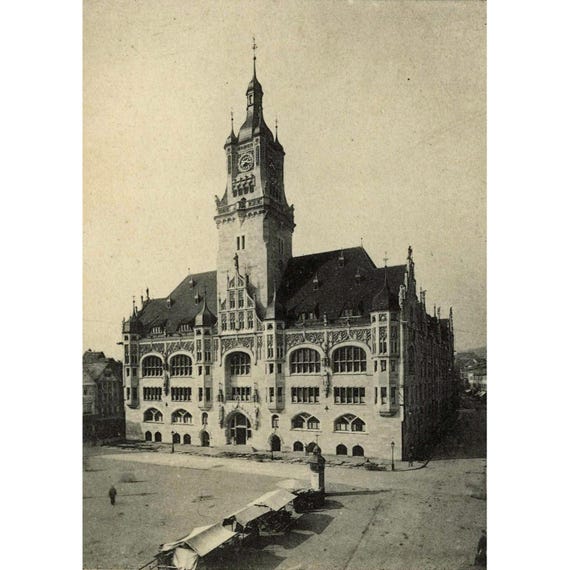 Postcard. Stuttgart City Hall