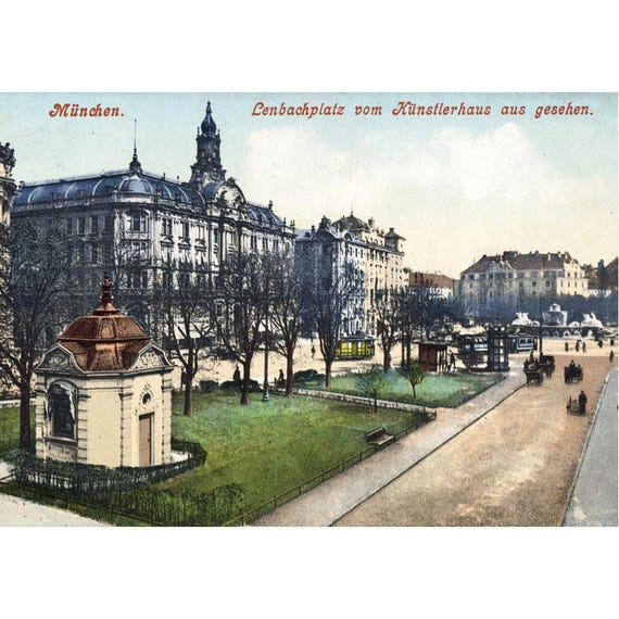 Retro postcard / Munich / Lenbachplatz / around 1907