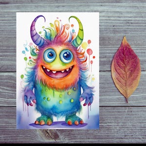Postkarte / Lustiges Monster / Einzigartige Grußkarte für jeden Anlass