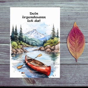 Postkarte. Ruhestand / Rente / Kanu am Fluss /Dein irgendwann ist da / netter Spruch zum Ruhestand /