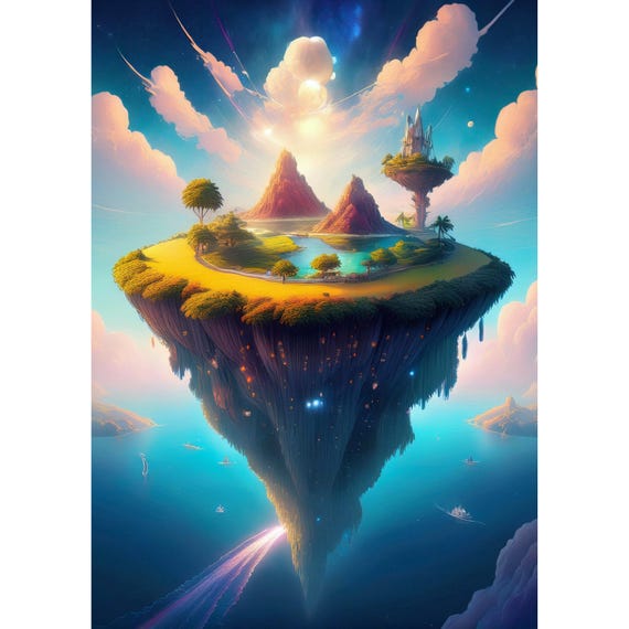 Postcard. Fantasy Sky Island