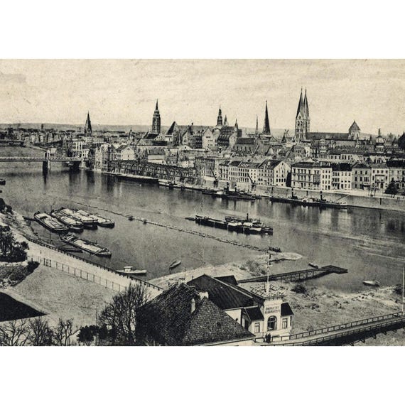 Postcard. Bremen city view around 1922