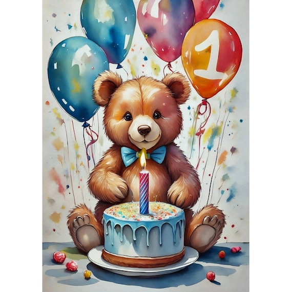 Postcard. Birthday card 1st birthday