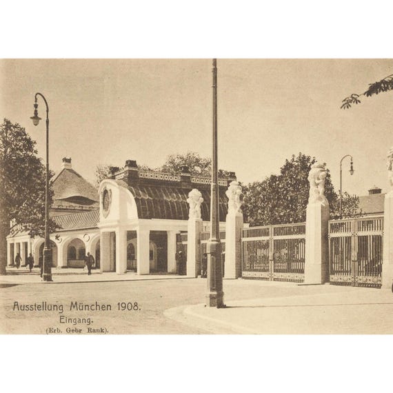 Retro postcard / Munich / Exhibition 1908 / Entrance
