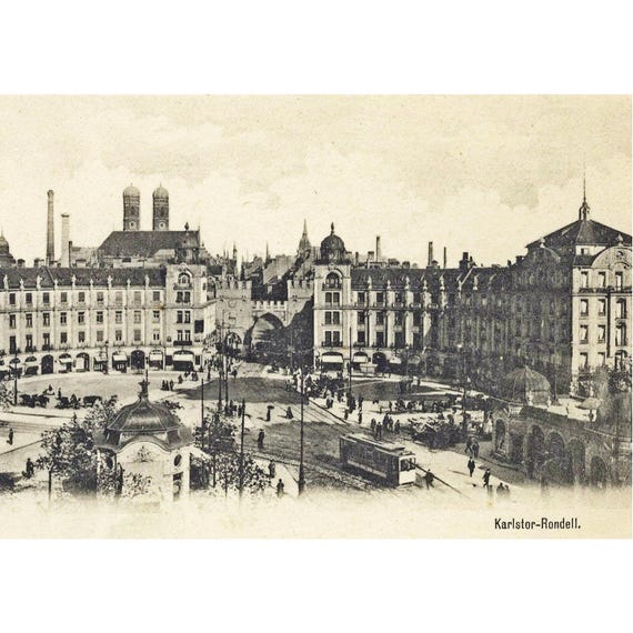 Retro postcard / Munich / Karlstorrondell