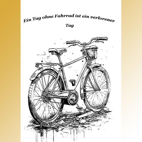 Postcard. Funny saying A day without a bike is a lost day