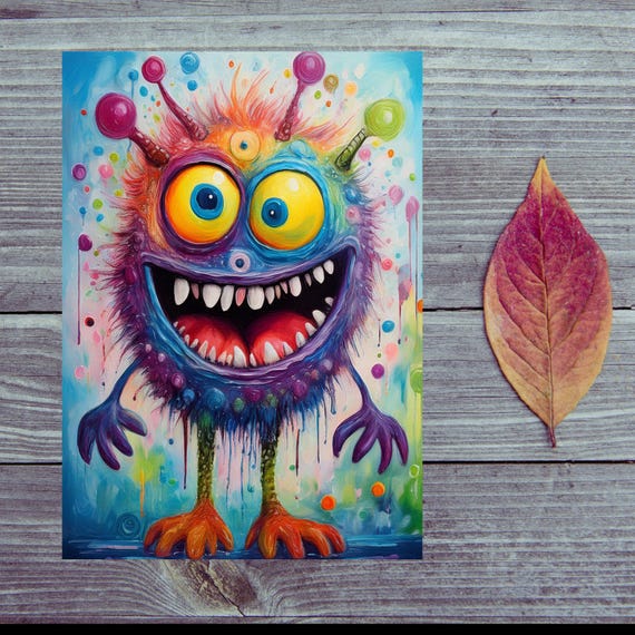 Postcard / Funny Monster / Funny Monster Postcard for every occasion