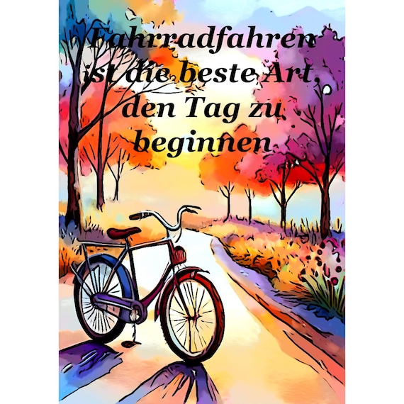 Postcard. Funny saying Cycling is the best way to start the day