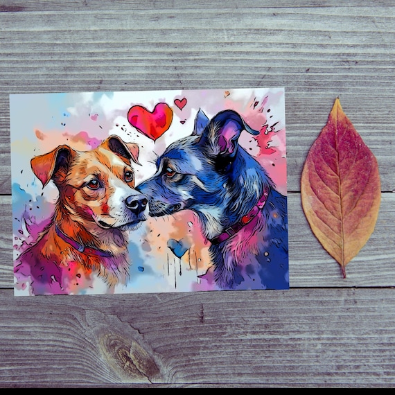 Postcard. Love Heartwarming Dog Postcard for loving greetings