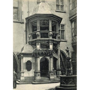 Cartolina. Scala a chiocciola di Francoforte sul Meno nel Römer intorno al 1917