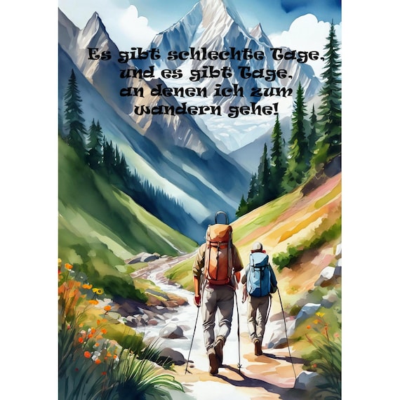Postcard. Funny saying bad day hiking