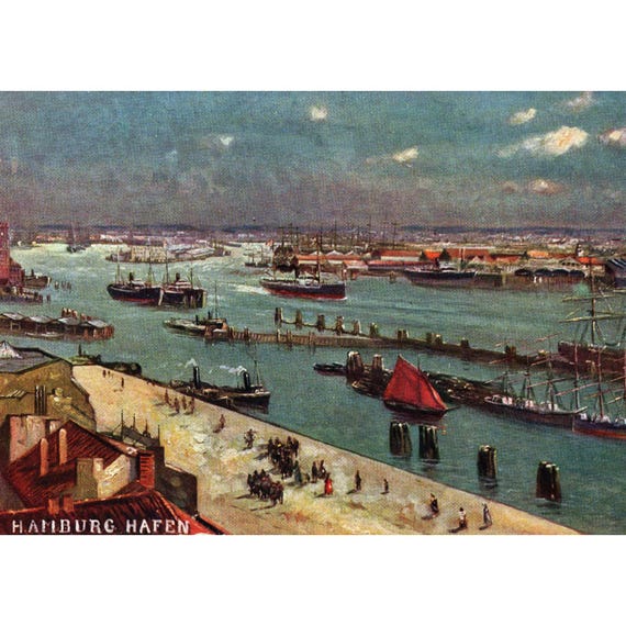 Postcard. Hamburg. Harbor