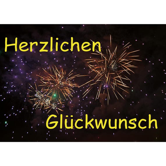 Postcard. Congratulations. Fireworks