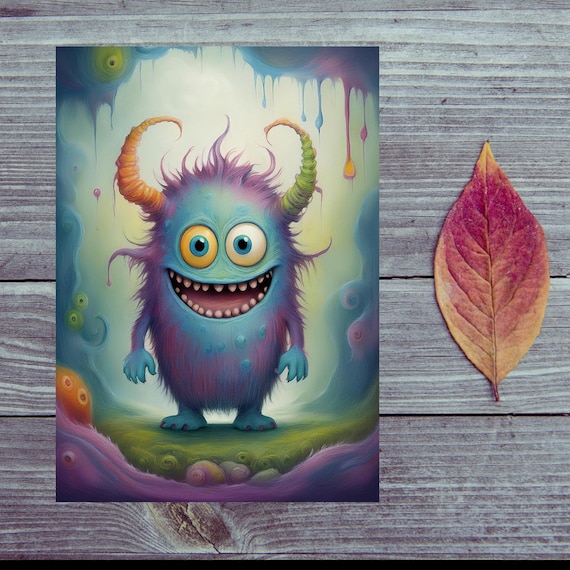 Postcard / Funny Monster Child / Funny Monster Postcard for every occasion / A cute greeting message monster