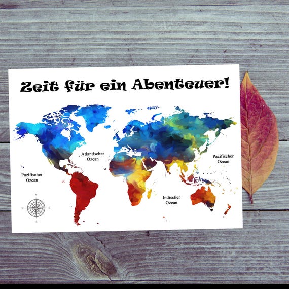 Postcard. Retirement / Pension / Time for an adventure / Adventurous postcard for travel fans