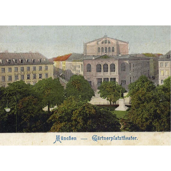 Retro postcard / Munich / Gärtnerplatztheater / State Theater at Gärtnerplatz