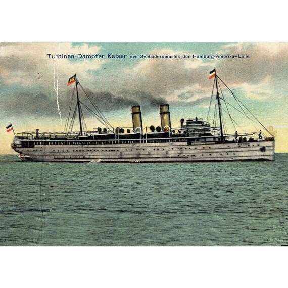 Postcard. Hamburg. Turbine steamer around 1922