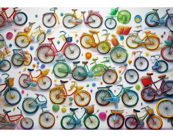 Kolorowa pocztówka z rowerem – Kartka z kreatywną ilustracją roweru – Prezent dla rowerzystów – Kartka okolicznościowa